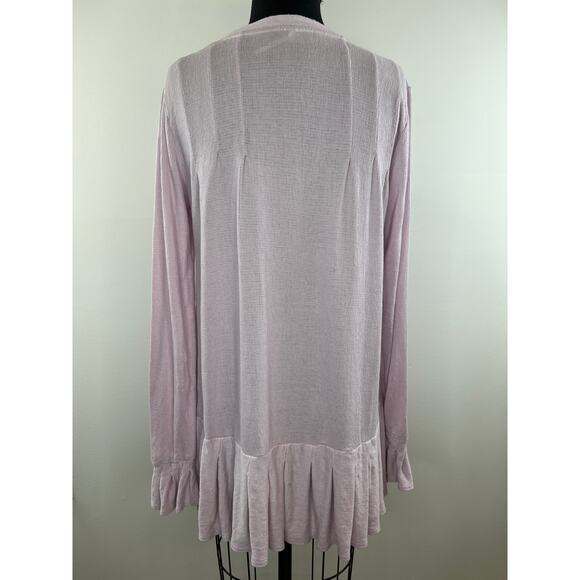 Free People Pink Long Sleeve Waffle Henley Knit Your Girl Tunic Dress S Small - Picture 7 of 10